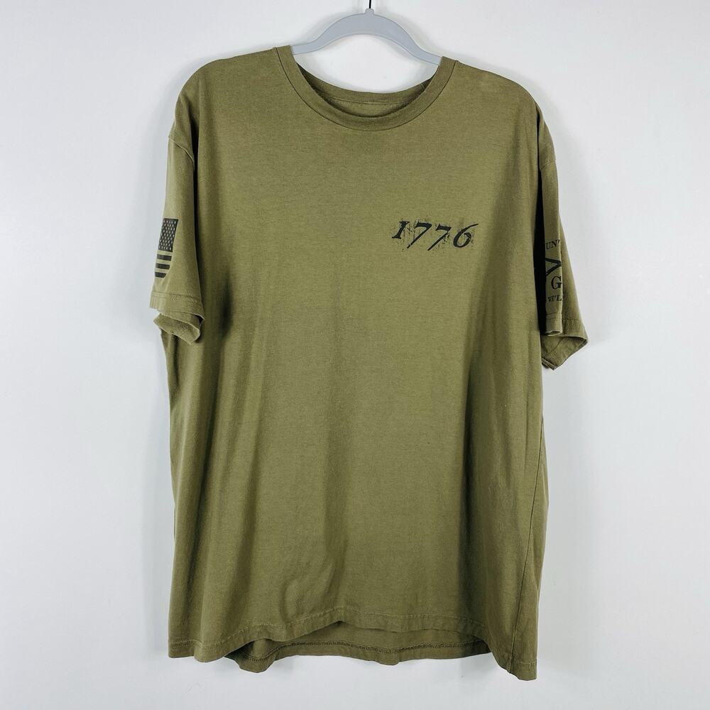 Grunt Style T-Shirt Men's XL Green American Flag Crewneck 1776
